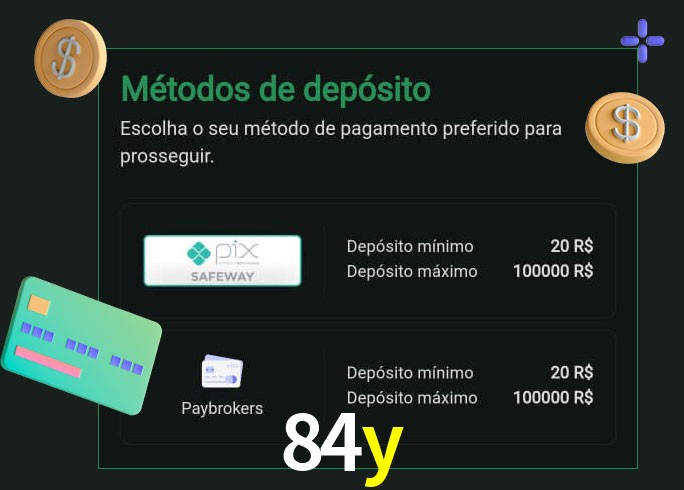 O cassino 84y oferece uma grande variedade de métodos de pagamento